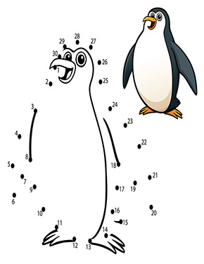 Ausmalbild Zahlenbild Pinguin 1 30