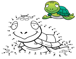 Ausmalbild Zahlenbild Schildkröte 1 50