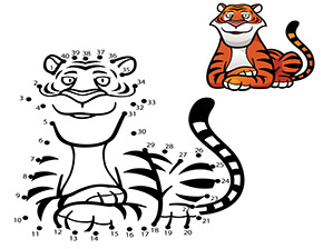 Ausmalbild Zahlenbild Tiger 1 40