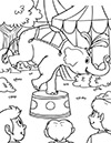 Ausmalbild Zirkus Elefant balanciert