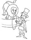 Ausmalbild Zirkus Löwe mit Dompteur