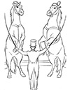 Ausmalbild Zirkuspferde in der Manege