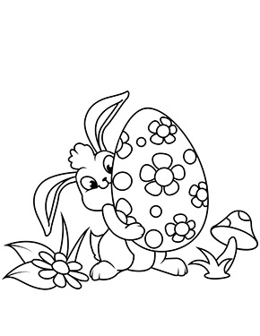 Hase trägt ein Osterei