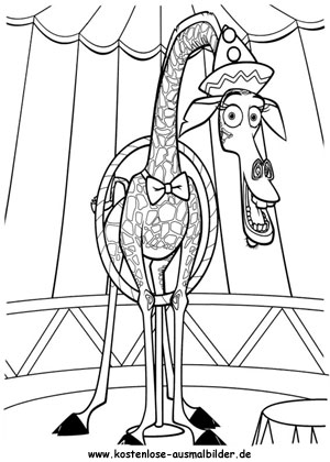 Ausmalbild Madagascar 3 Melman Giraffe 1