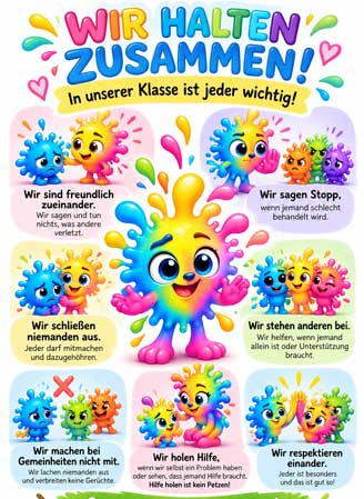 Klassenposter Wir halten zusammen gegen Mobbing