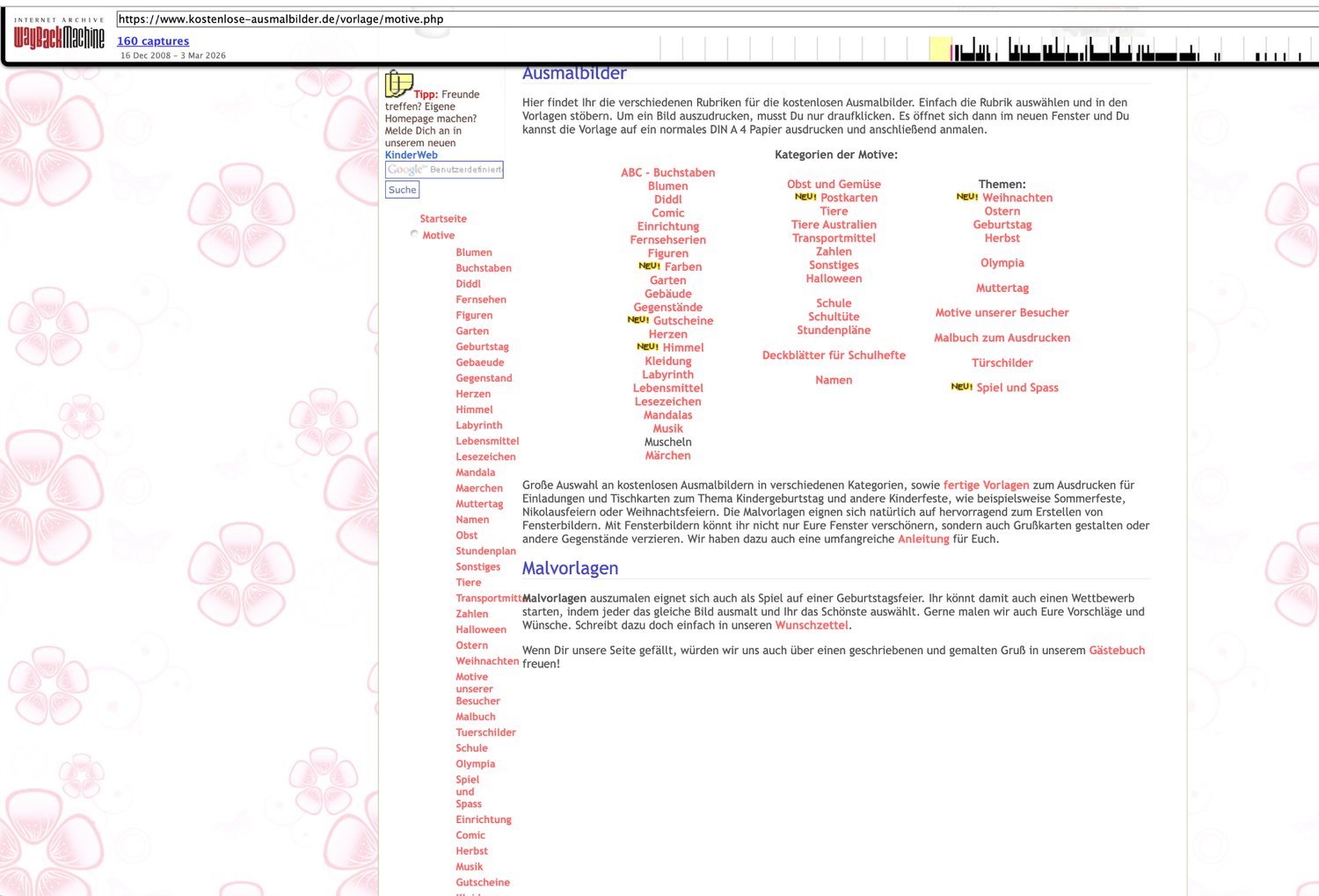 Historischer Screenshot: Im Internet Archive dokumentiert