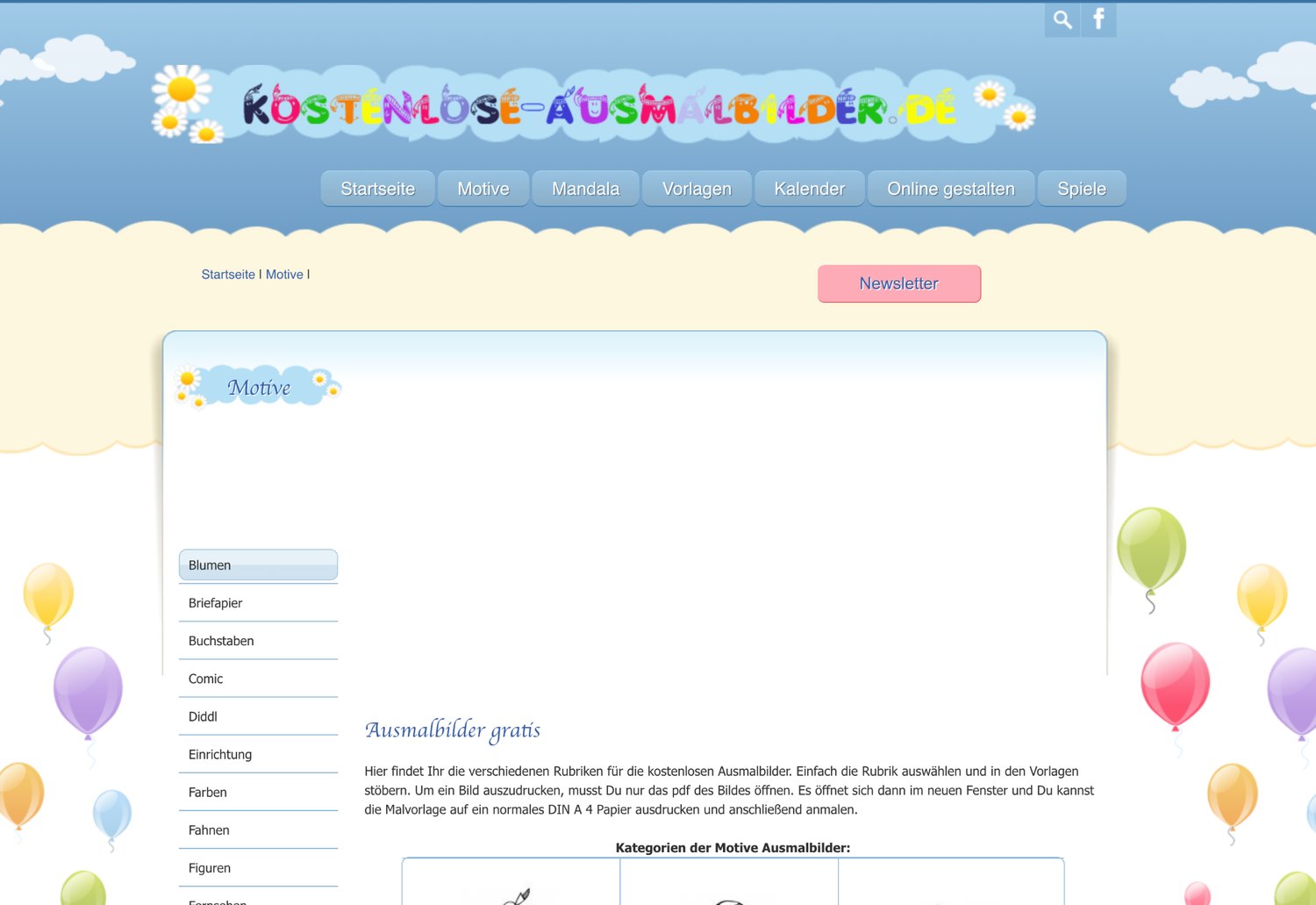 Historischer Screenshot: Himmel,
 Wolken und Luftballons