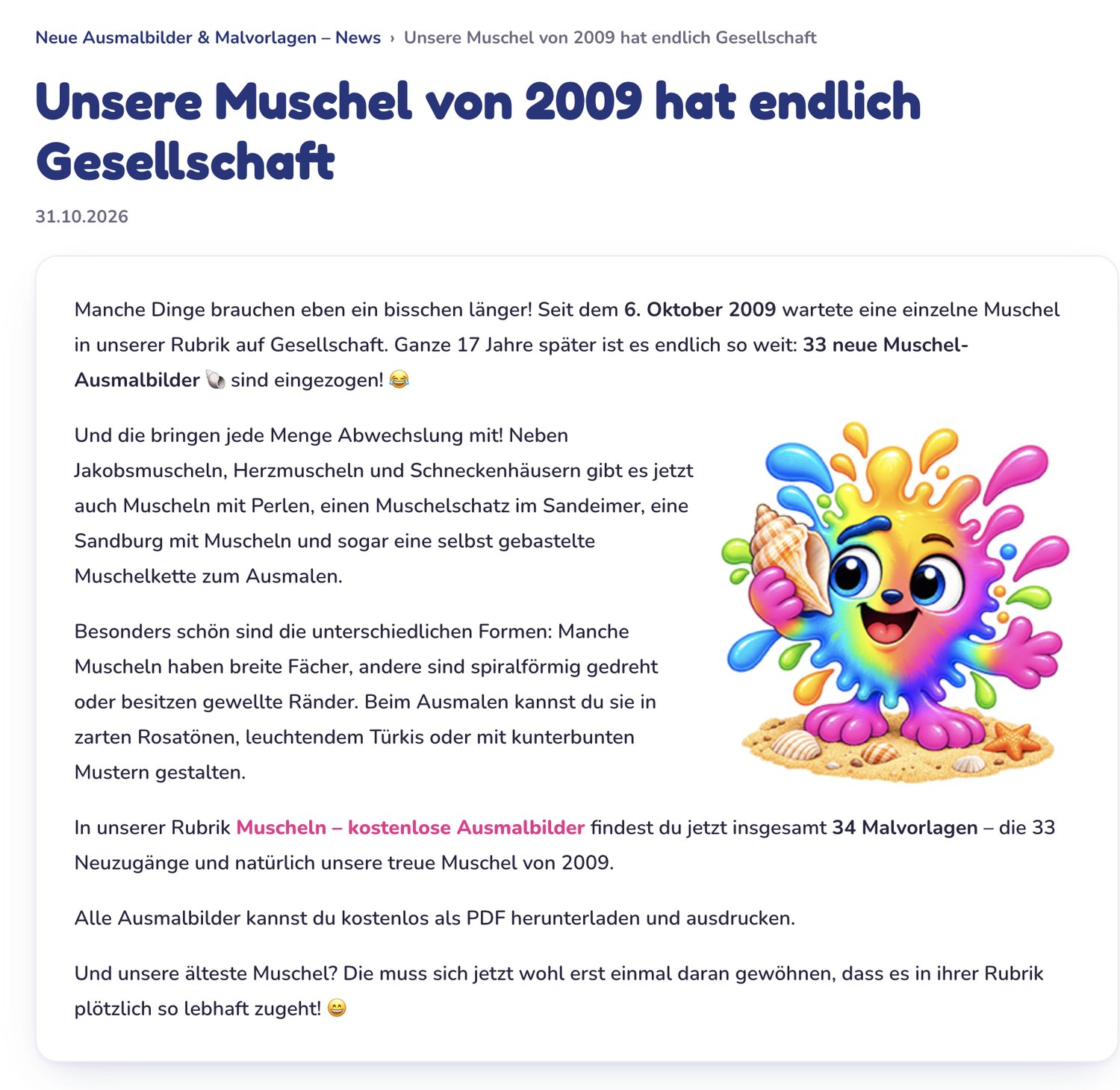 Historischer Screenshot: Die Muschel hat Gesellschaft bekommen